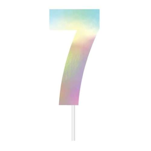 Iridescent Cake Topper - Number 7